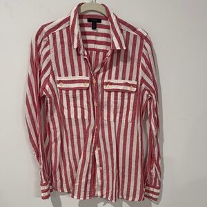 J. Crew Red and White Striped Shirt